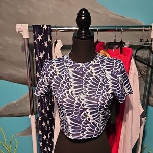 Ed Hardy Navy and White Crop Top